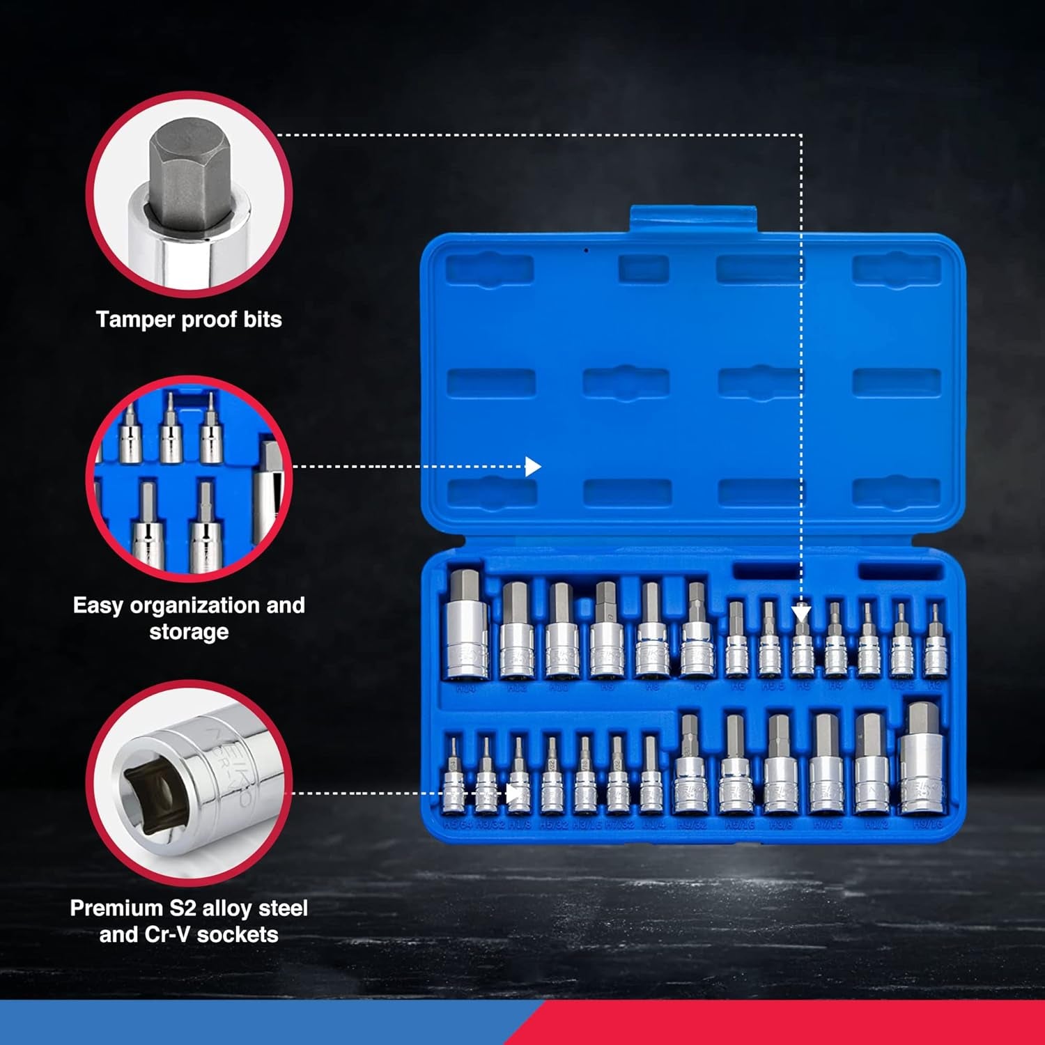 Ultimate 26-Piece Tamper-Proof Hex Bit Socket Set | SAE & Metric Sizes Included