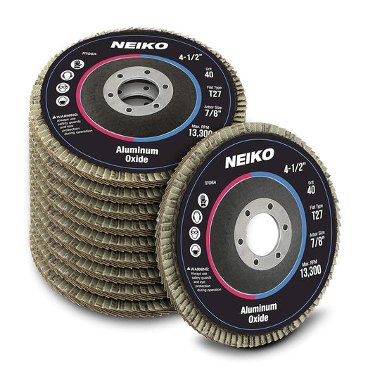11106A 10 Pack Aluminum Oxide Flap Discs 4-1/2 for Angle Grinder, 40 Grit Flapper Wheel, Flat T27 Grinding Wheel 4.5 Inch Flap Disc, 7/8" Arbor Grinding Disc, Wood & Metal Sanding