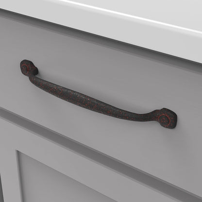 1 Pack Solid Core Kitchen Cabinet Pulls, Luxury Cabinet Handles, Hardware for Doors & Dresser Drawers, 7-9/16 Inch (192Mm) Hole Center, Rustic Iron, Refined Rustic Collection