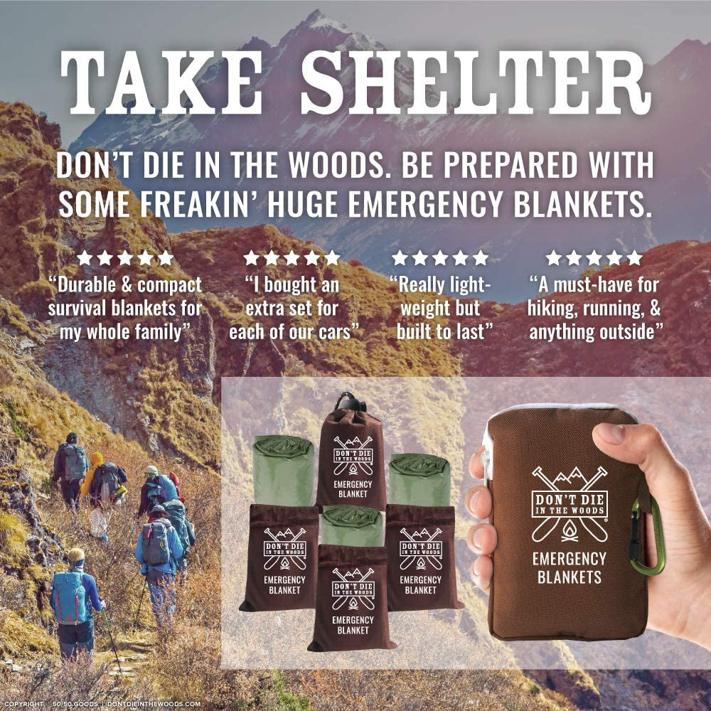 - Freakin’ Huge Emergency Blankets [4-Pack] Extra-Large Thermal Mylar Space Blankets with Ripstop Nylon Stuff Sacks + Carabiner Zipper Pack [Army Green]