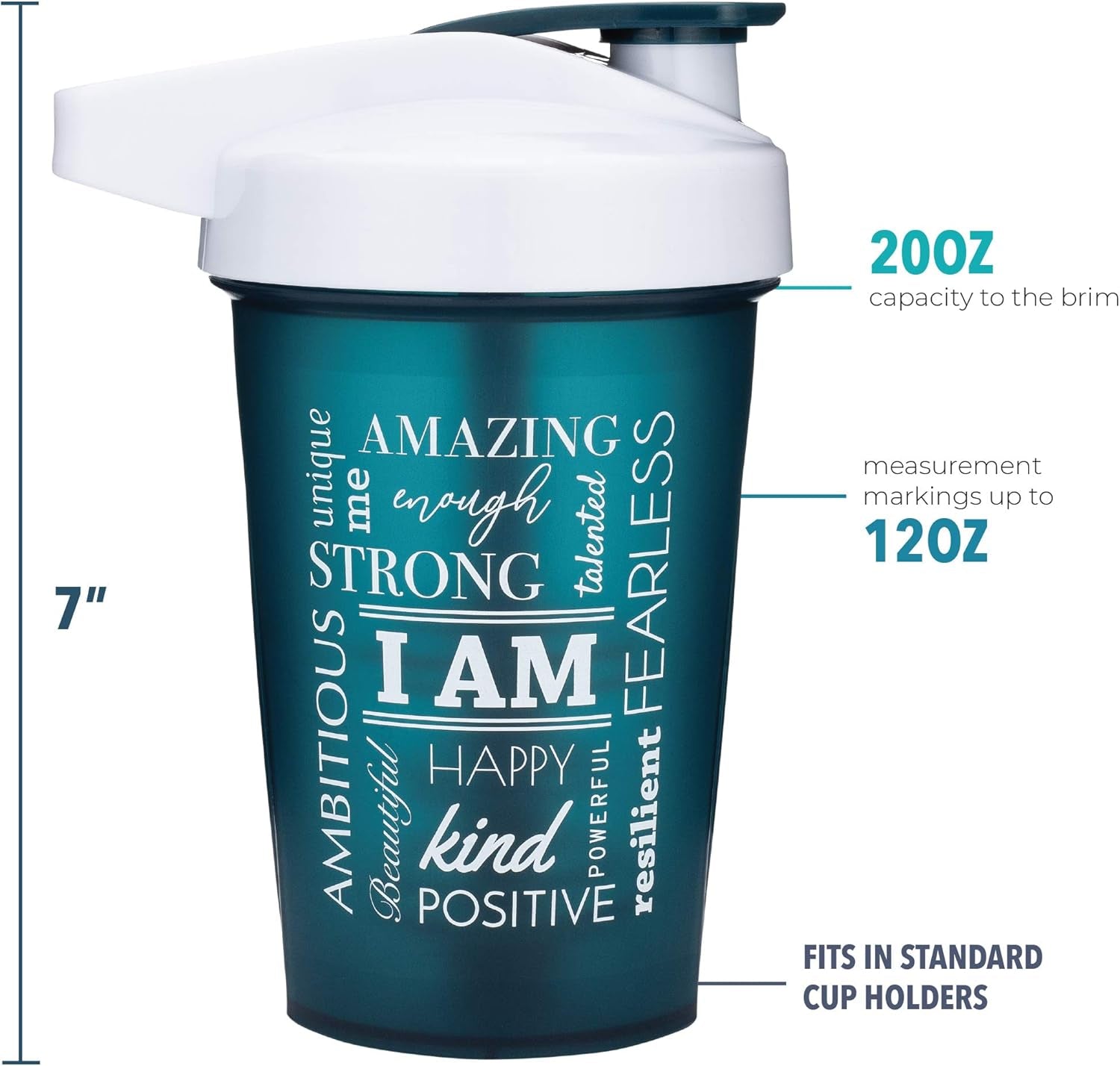 20-Ounce Shaker Bottle with Action-Rod Mixer | Shaker Cups with Motivational Quotes | Protein Shaker Bottle Is BPA Free and Dishwasher Safe | Mind over Matter - Black/Rose