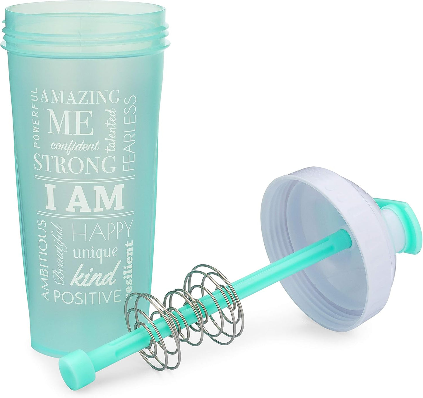 28-Ounce Shaker Bottle with Action-Rod Mixer | Shaker Cups with Motivational Quotes | Protein Shaker Bottle Is BPA Free and Dishwasher Safe | Two Pack - I Am Mint & Mind over Matter Black