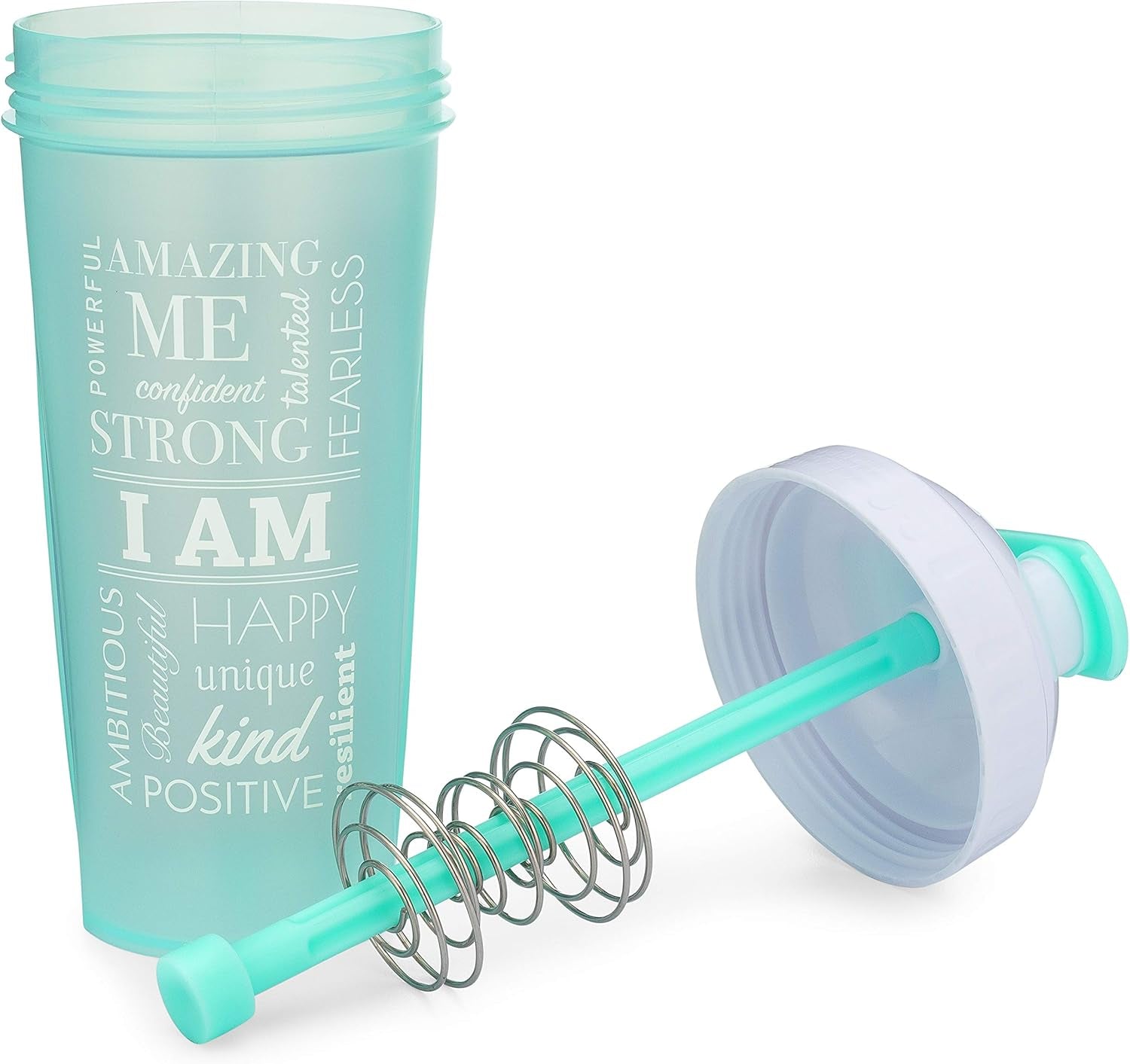 28-Ounce Shaker Bottle with Action-Rod Mixer | Shaker Cups with Motivational Quotes | Protein Shaker Bottle Is BPA Free and Dishwasher Safe | Two Pack - I Am Mint & Mind over Matter Black