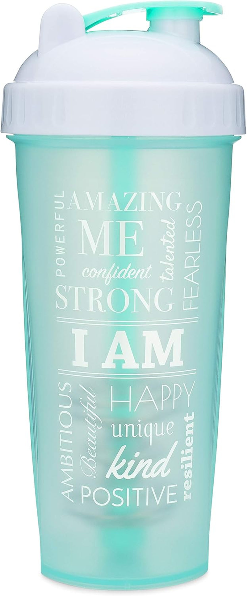 28-Ounce Shaker Bottle with Action-Rod Mixer | Shaker Cups with Motivational Quotes | Protein Shaker Bottle Is BPA Free and Dishwasher Safe | Two Pack - I Am Mint & Mind over Matter Black