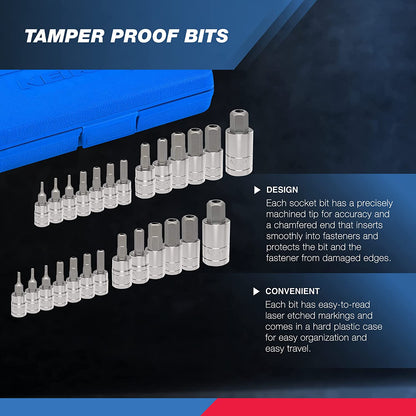 Ultimate 26-Piece Tamper-Proof Hex Bit Socket Set | SAE & Metric Sizes Included