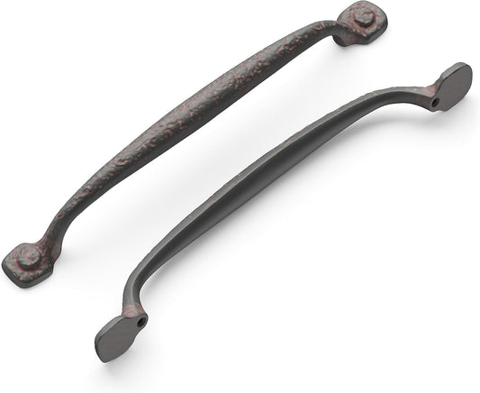 1 Pack Solid Core Kitchen Cabinet Pulls, Luxury Cabinet Handles, Hardware for Doors & Dresser Drawers, 7-9/16 Inch (192Mm) Hole Center, Rustic Iron, Refined Rustic Collection